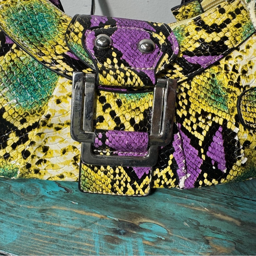 Faux Snakeskin Multi Colour Mini Shoulder Bag Y2K Style - Picture 4 of 11
